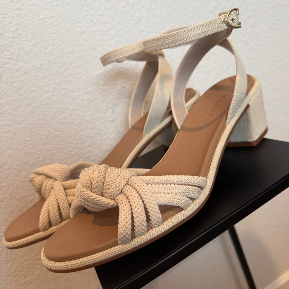 Rothy's Cream Knotted Sandals with Ankle Strap